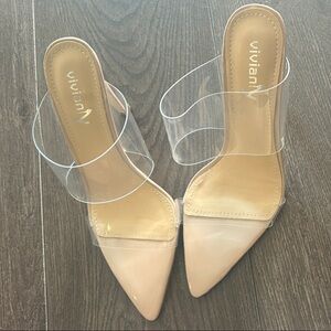 Viviana Nude and Clear Heels